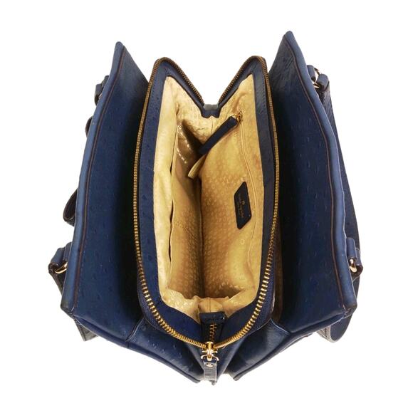 KATE SPADE New York Blue Ostrich Leather Bow Bag Handbag Purse Shoulder Bag - Picture 4 of 16